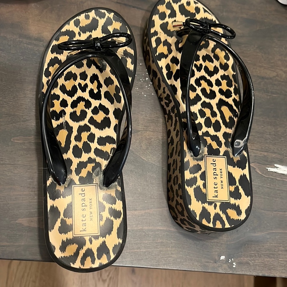 Kate spade leopard print wedge sandals size 7 USA